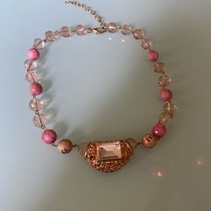 Costume jewelry pink gem necklace